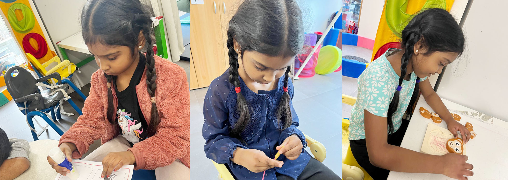 Children learning together with colourful building blocks