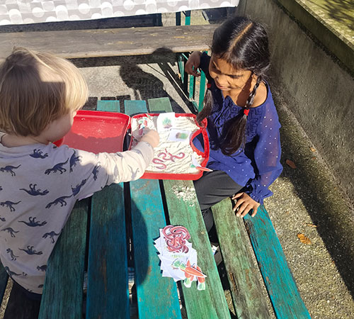 Children collaborating in a classroom activity